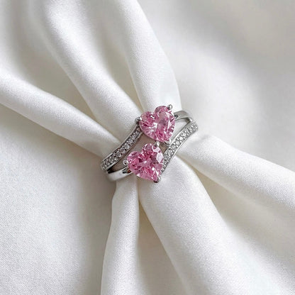 DOUBLE PINK HEARTS Ring