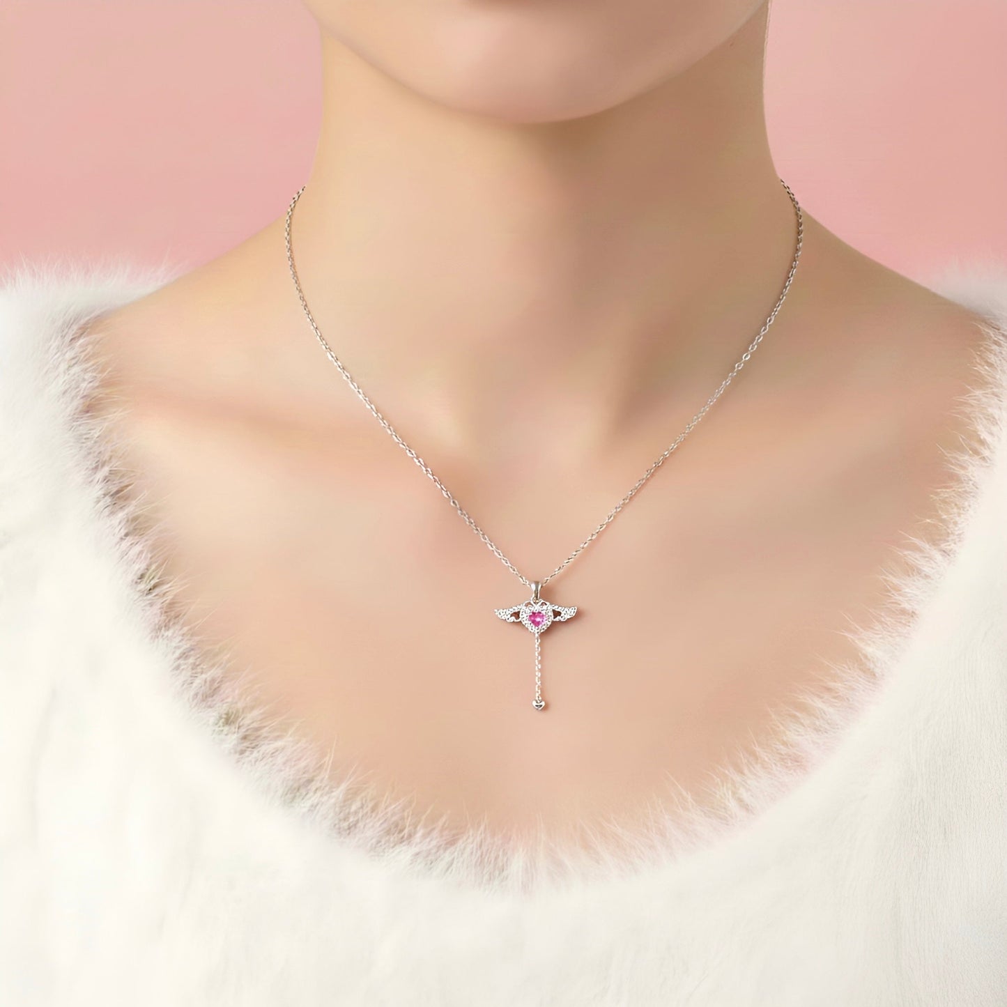 ANGEL HEART Necklace (Pink or White)