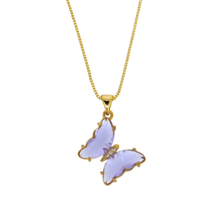 GLASSY BUTTERFLY Gold Necklaces
