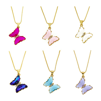 GLASSY BUTTERFLY Gold Necklaces
