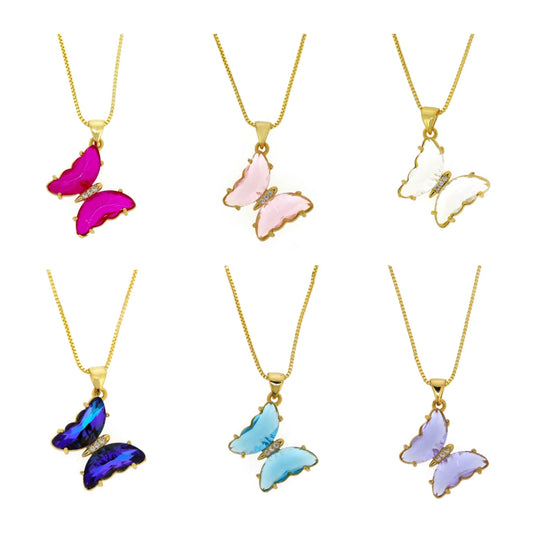 GLASSY BUTTERFLY Gold Necklaces